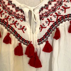 ZARA Trafaluc Collection long sleeve embroidered blouse M cool cheerful design